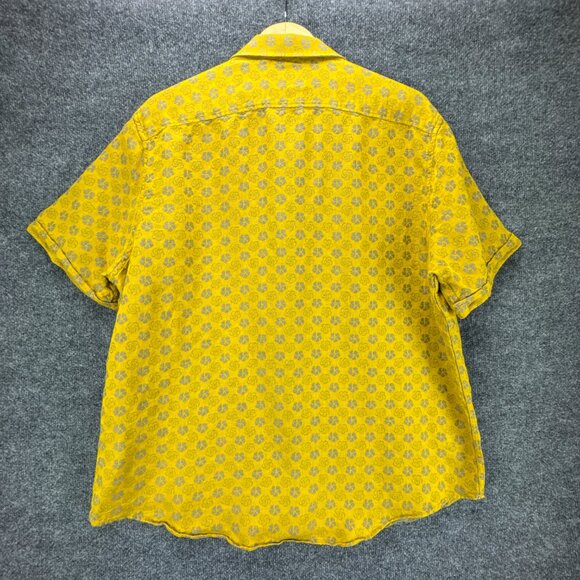 Baird McNutt Murano Shirt Mens Extra Large Linen‎ Blend Button Up Mustard Yellow - Picture 6 of 14